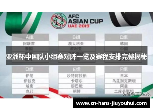 亚洲杯中国队小组赛对阵一览及赛程安排完整揭秘