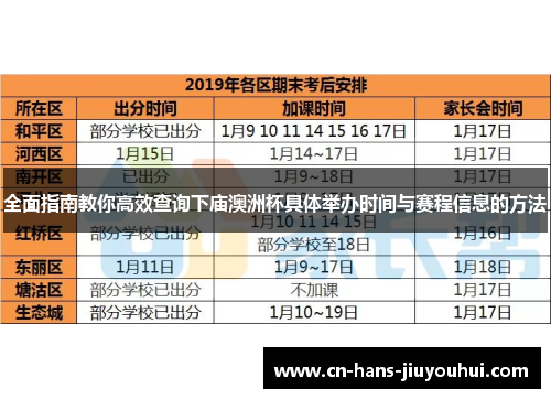 全面指南教你高效查询下庙澳洲杯具体举办时间与赛程信息的方法